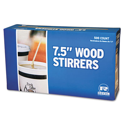 Royal Paper Wood Coffee Stirs, 7 1/2&quot;, Natural