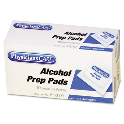 PhysiciansCare First Aid Alcohol Pads, Box of 50