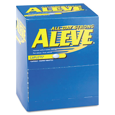 Aleve Pain Reliever Tablets, 1 per Pack, 50 Packs/Box