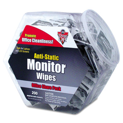 Dust-Off Antistatic Monitor Wipes--Office Share Pack, 5 x
