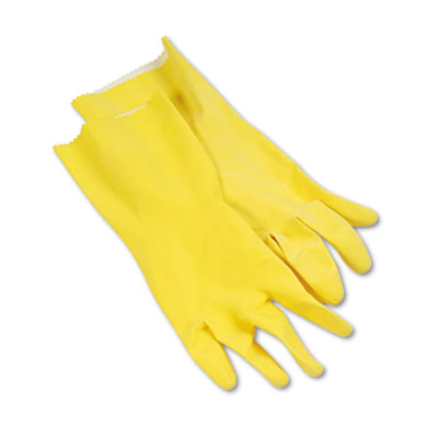 Boardwalk Flock-Lined Latex Cleaning Gloves, Large,