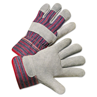 Anchor Brand Leather Palm Work Gloves, Gray/Blue/White