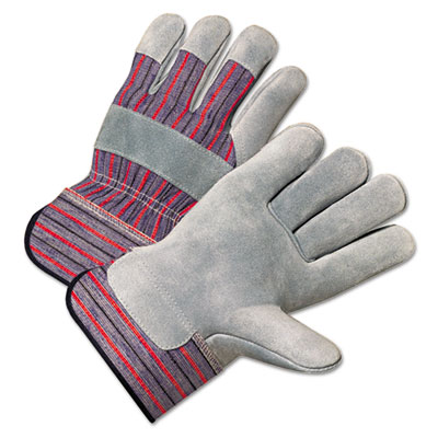 Anchor Brand 2000 Series Leather Palm Gloves, Gray/Red