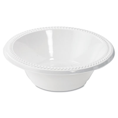 Boardwalk Plastic Bowls, 12 Ounces, White, Round, 125/Pack