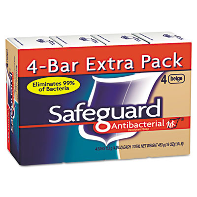 Safeguard Antibacterial Bath Bar Soap, Beige, 4 oz Bar