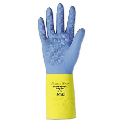 AnsellPro Chemi-Pro Neoprene Gloves, Blue/Yellow, Size 10