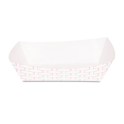 Boardwalk Paper Food Baskets, 5lb Capacity, Red/White