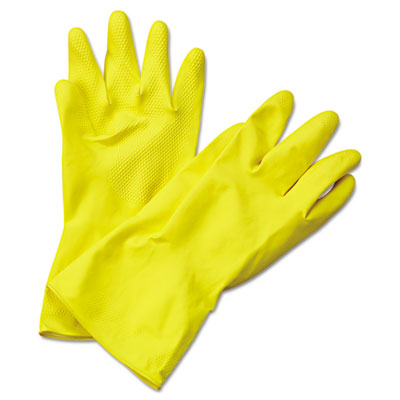 Boardwalk Flock-Lined Latex Cleaning Gloves, Extra-Large,