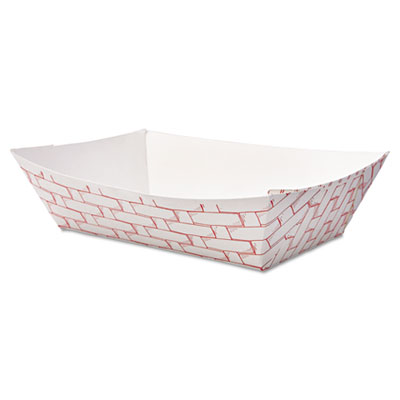 Boardwalk Paper Food Baskets, 2lb Capacity, Red/White