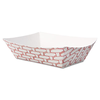 Boardwalk Paper Food Baskets, 8oz Capacity, Red/White