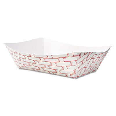 Boardwalk Paper Food Baskets, 3lb Capacity, Red/White