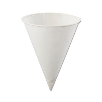 Konie Rolled-Rim Paper Cone Cups, 4oz, White