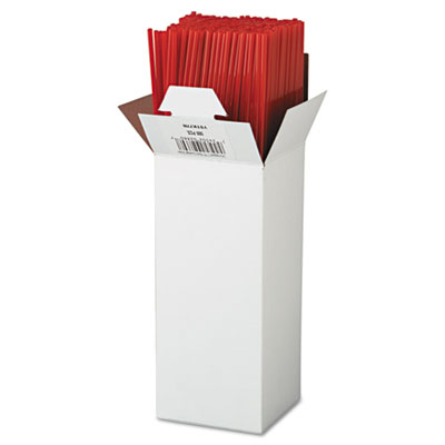 Boardwalk Unwrapped Cocktail Straws, 7 3.4&quot;, Plastic, Red