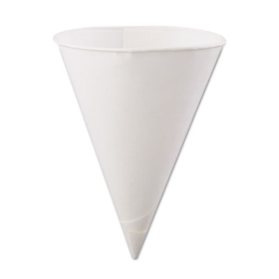 Konie Rolled-Rim Paper Cone Cups, 6oz, White