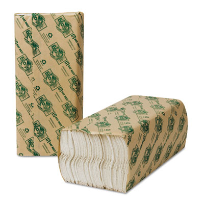 Wausau Paper EcoSoft Folded Towels, 10 1/8 x 13, White