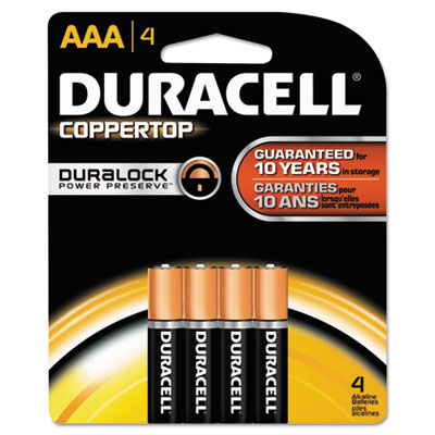 Duracell Coppertop Alkaline Batteries, AAA, 4/Pack