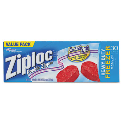 Ziploc Double Zipper Freezer Bags, Plastic, 1 gal, 2.7mil,