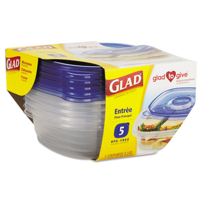 Glad GladWare Entre Container with Lid, 25 oz., Plastic,