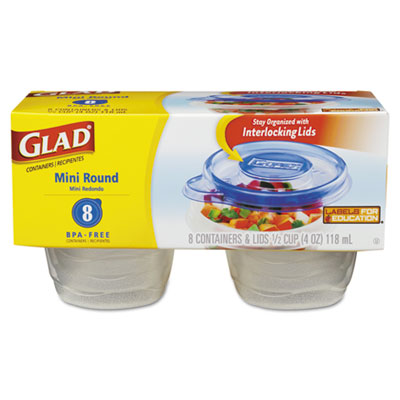 Glad GladWare Mini-Round Food Container with Lid, 4 oz.,