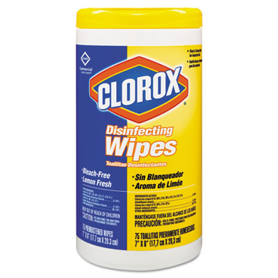 Clorox Disinfecting Wipes, 7
x 8, Lemon Fresh, 75/Canister