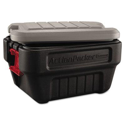 Rubbermaid ActionPacker Storage Box, 8gal, Black/Gray