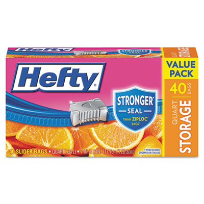 Hefty Slider Bags, Storage, 1 qt, Clear