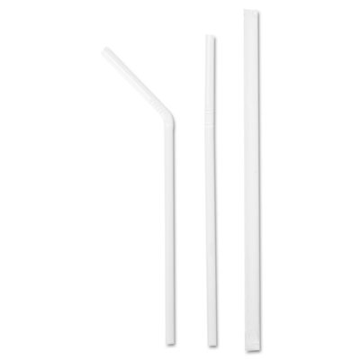 Boardwalk Jumbo Straws, 7 5/8&quot;, Plastic, White Flex