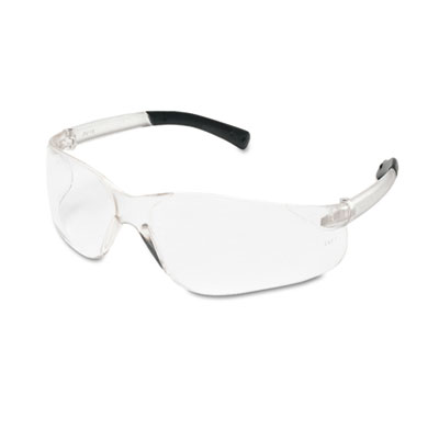 Crews BearKat Safety Glasses, Wraparound, Black Frame/Clear