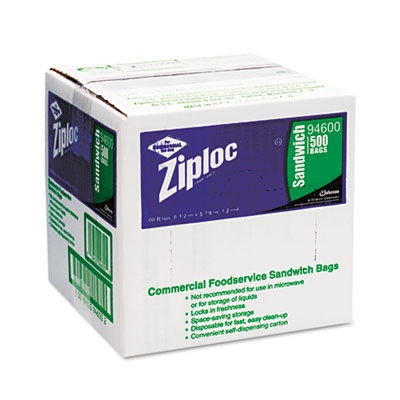 Ziploc Resealable Sandwich Bags, 1.2 ml, 6-1/2 x 6, Clear