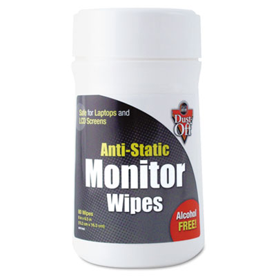 Dust-Off Premoistened Monitor Cleaning Wipes, Cloth, 6 x 6,