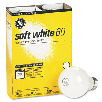 GE Incandescent Globe Bulbs, 60 Watts, 4/Pack