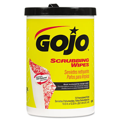GOJO Scrubbing Wipes, Heavy Duty Hand Cleaning, 10 1/2 x