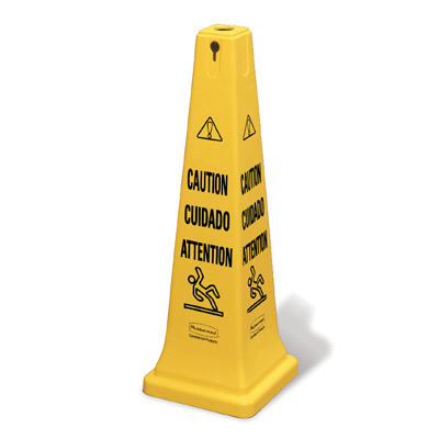 Rubbermaid Commercial
Multilingual Safety Cone,
&quot;CAUTION&quot;, 12 1/4w x 12 1/4d
x 36h, Yellow