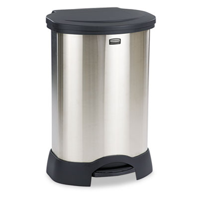 Rubbermaid Commercial Step-On Container, Oval, Stainless