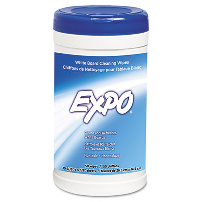 EXPO Dry Erase Board Cleaning Wet Wipes, 6 x 9, 50/Container