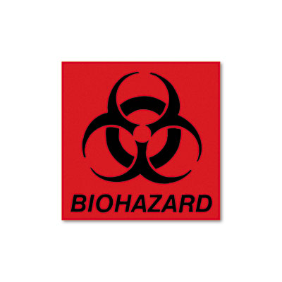 Rubbermaid Commercial Biohazard Decal, 5-3/4 x 6,