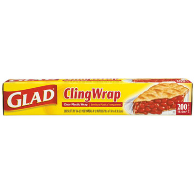Glad Plastic Cling Wrap, 12&quot; x 200 ft, Clear