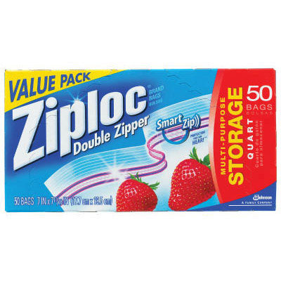 Ziploc Double Zipper 7 x 7-3/4 Food Bags, 1-Quart,
