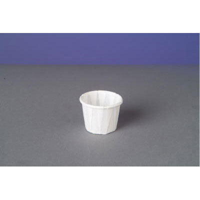 Genpak Squat Paper Portion Cup, Pleated, .5 oz, White