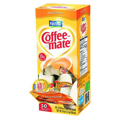 Coffee-mate Hazelnut Creamer, .375 oz., 50 Creamers/Box