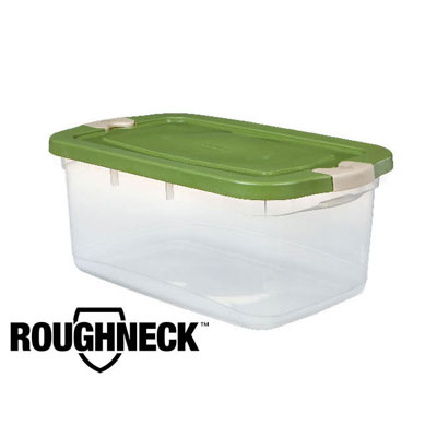 Rubbermaid Roughneck Storage Box,12 1/2gal, Clear, 15.8w x