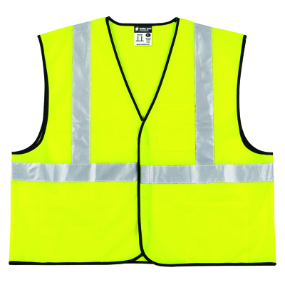 MCR Safety Class 2 Safety Vest, Lime Green w/Silver