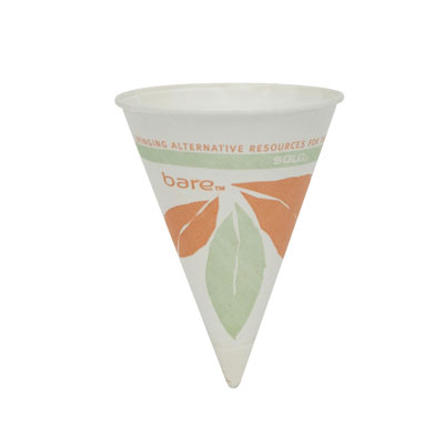 SOLO Cup Company Bare Treated Paper Cone Water Cups, 4 1/4
